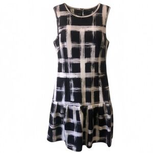 Pink Tartan Black and White Checkered Cocktail Dress